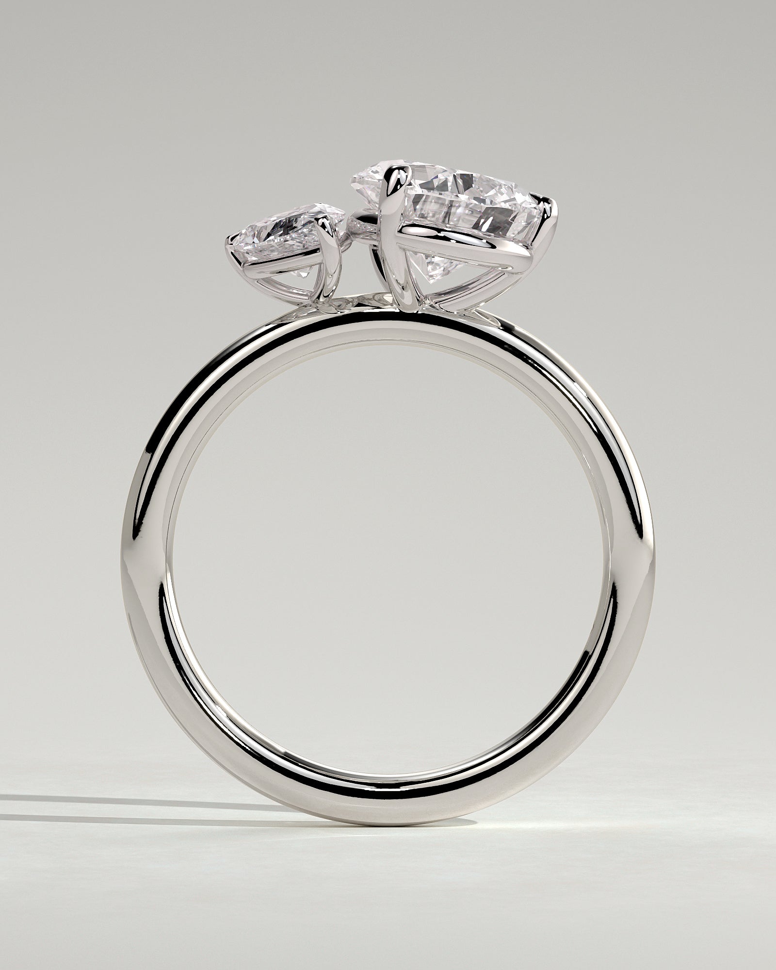 Francesca - Pear and Pear Claw Toi et Moi Engagement Ring - Platinum - White Gold / Platinum 2ct