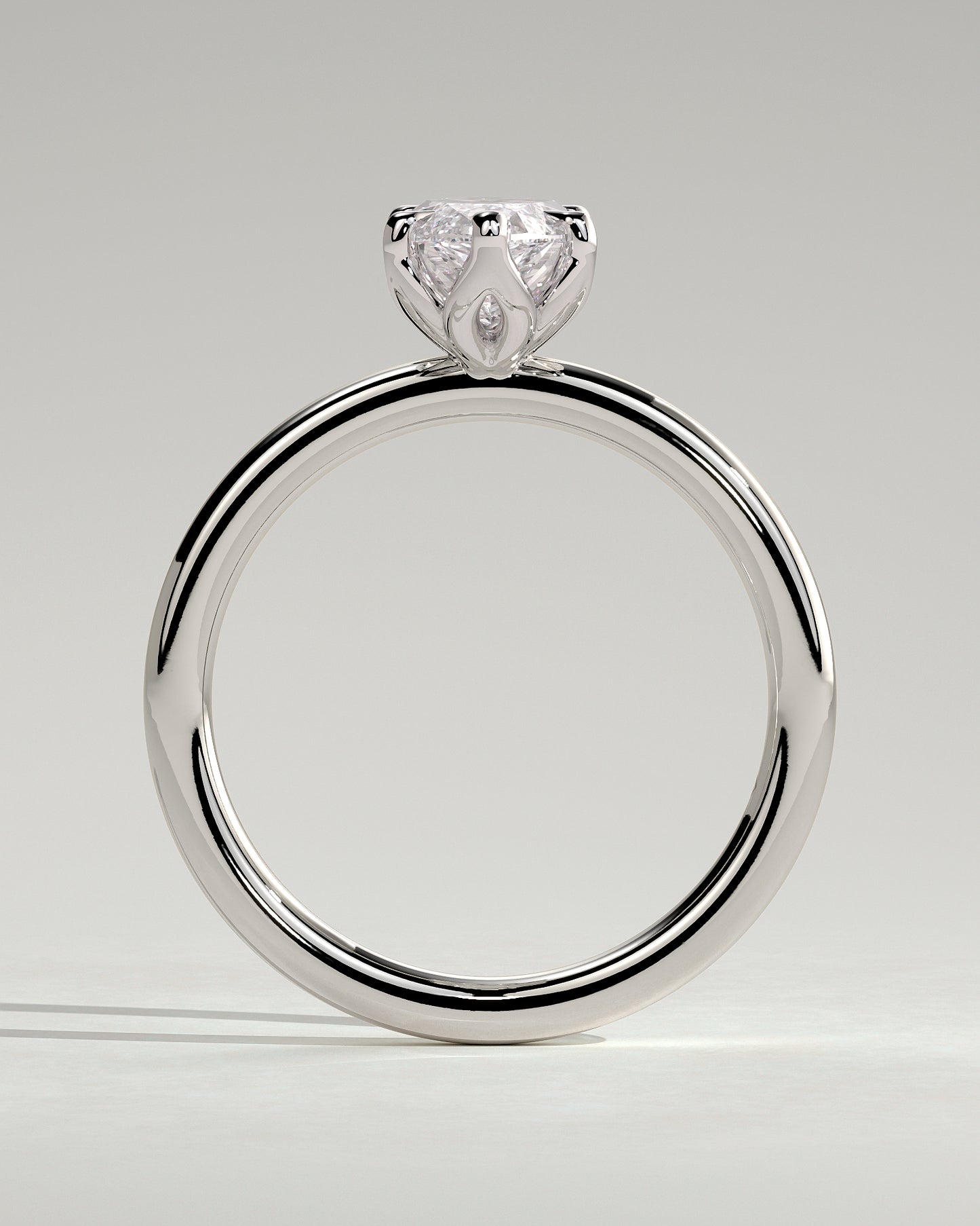 Eve - Marquise Claw Solitaire with Petal Gallery Engagement Ring - Platinum - White Gold / Platinum 2ct