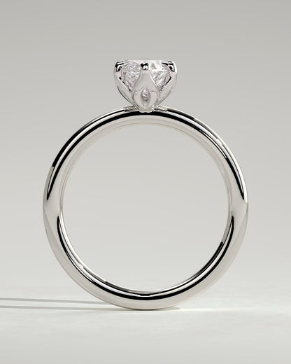Eve - Marquise Claw Solitaire with Petal Gallery Engagement Ring - Platinum