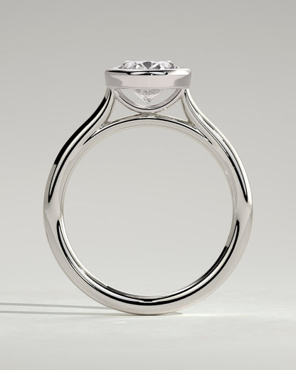 Daphne - Oval Bezel Solitaire with Cathedral High Setting Engagement Ring - Platinum
