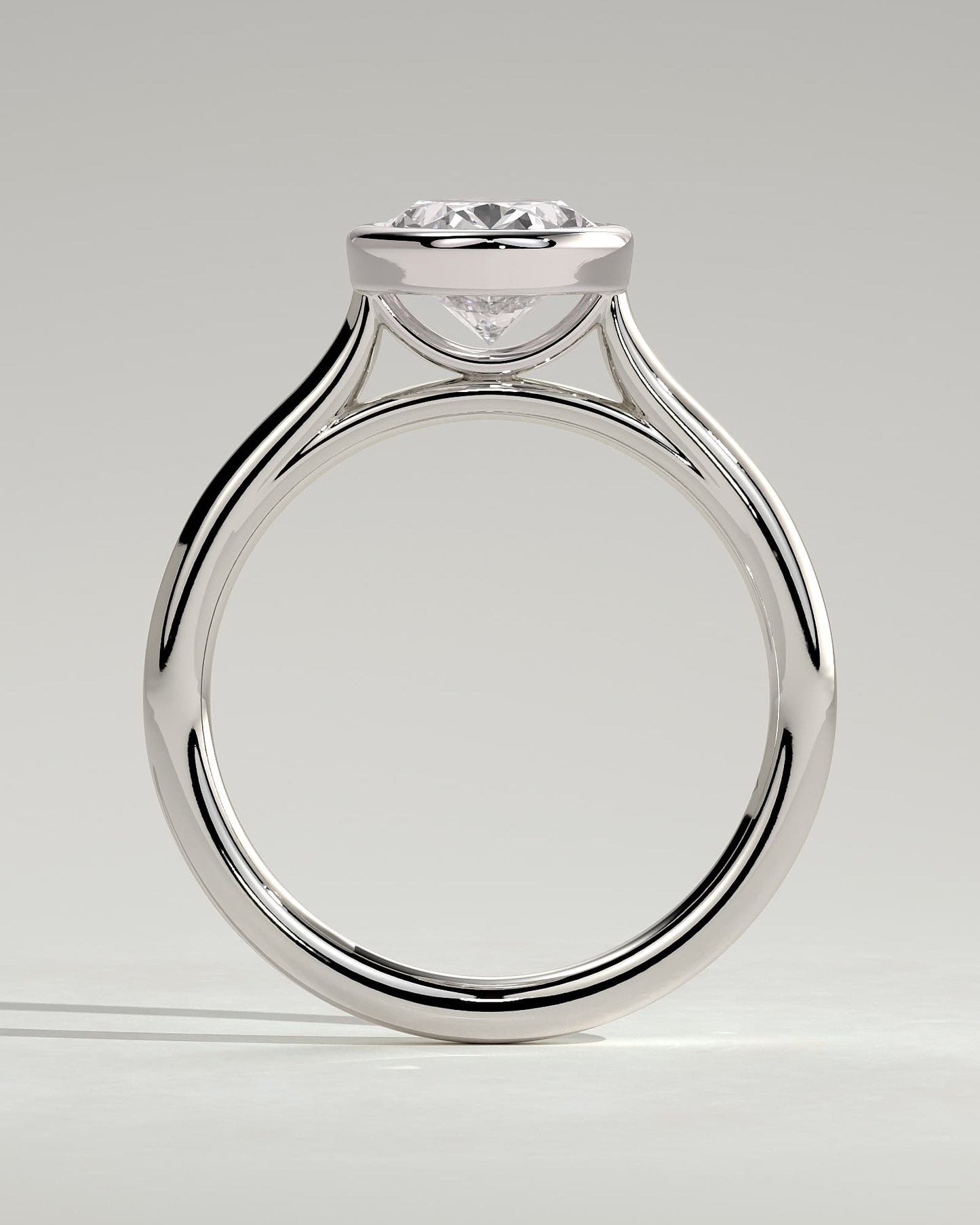 Daphne - Oval Bezel Solitaire with Cathedral High Setting Engagement Ring - White Gold