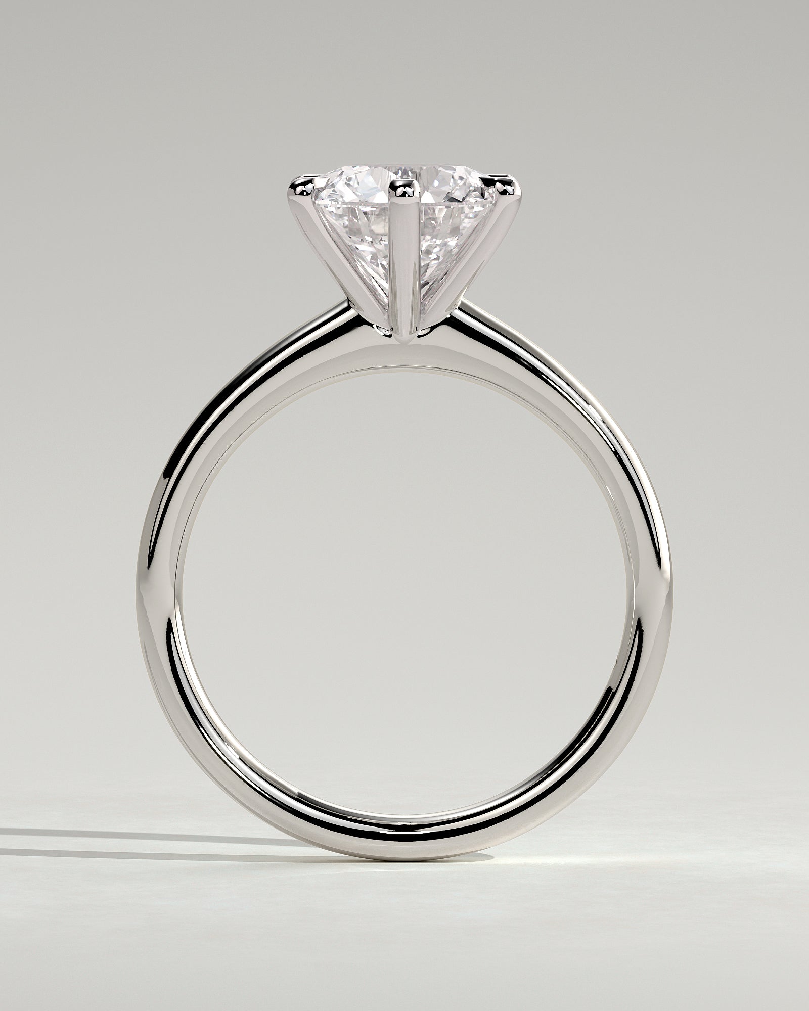 Daniela - Round Claw Solitaire with Solid Cathedral High Setting Engagement Ring - Platinum - White Gold / Platinum 2ct