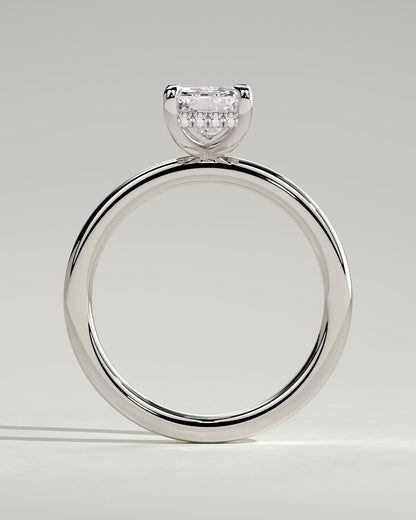 Carly - Radiant Claw Solitaire with Hidden Halo Engagement Ring - Platinum