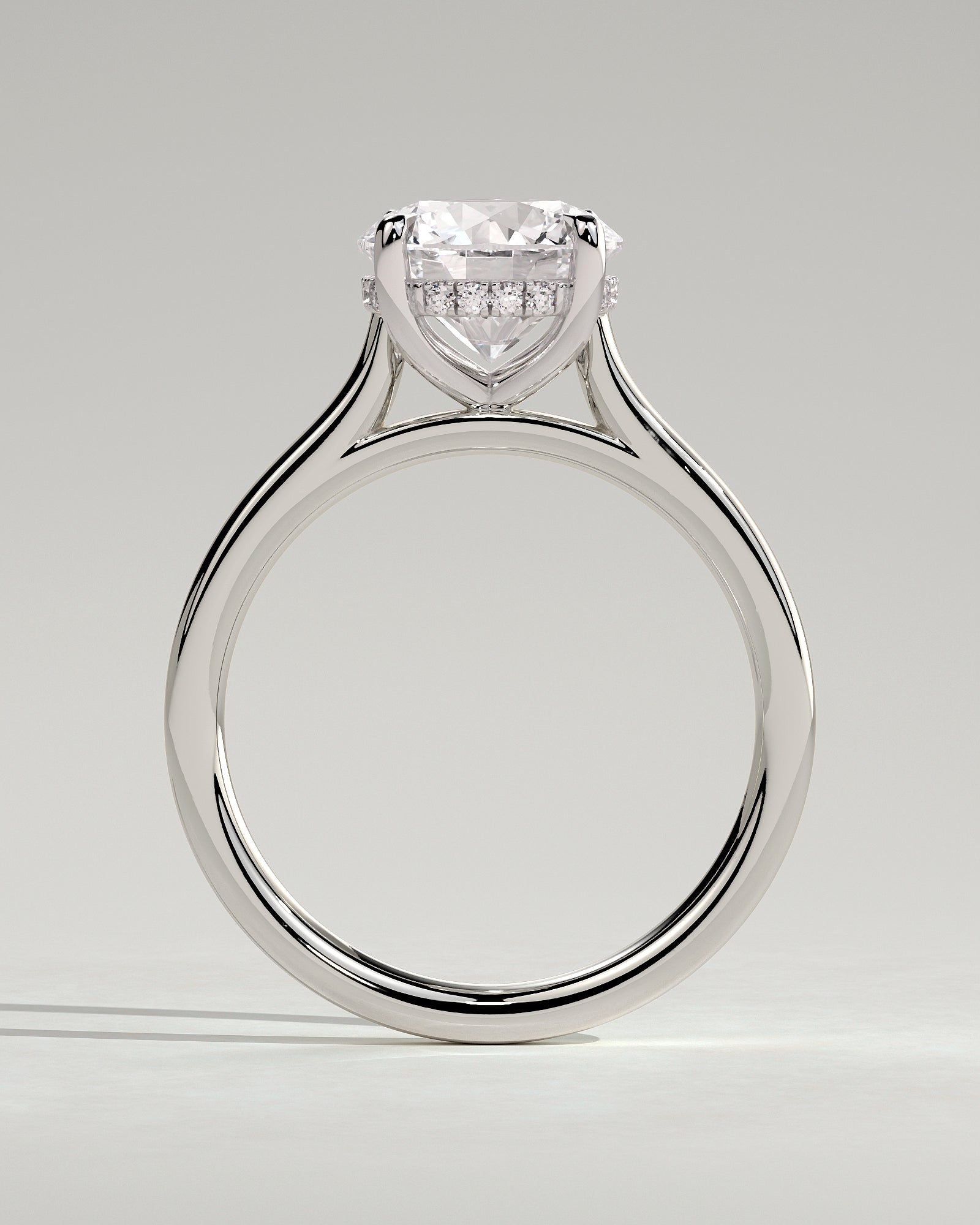 Bonnie - Round Claw Solitaire with Hidden Halo and Cathedral High Setting Engagement Ring - Platinum - White Gold / Platinum 2ct