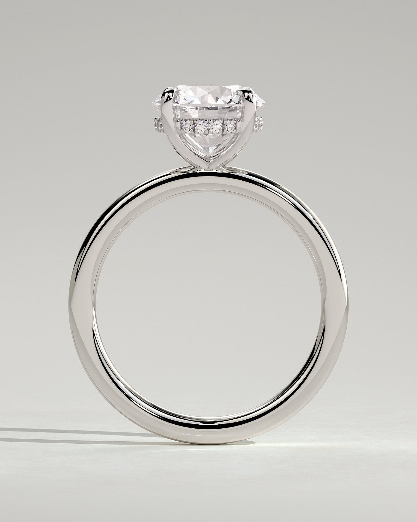 Bindi - Round Claw Solitaire with Hidden Halo Engagement Ring - Platinum - White Gold / Platinum 2ct
