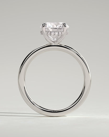 Bindi - Round Claw Solitaire with Hidden Halo Engagement Ring - Platinum