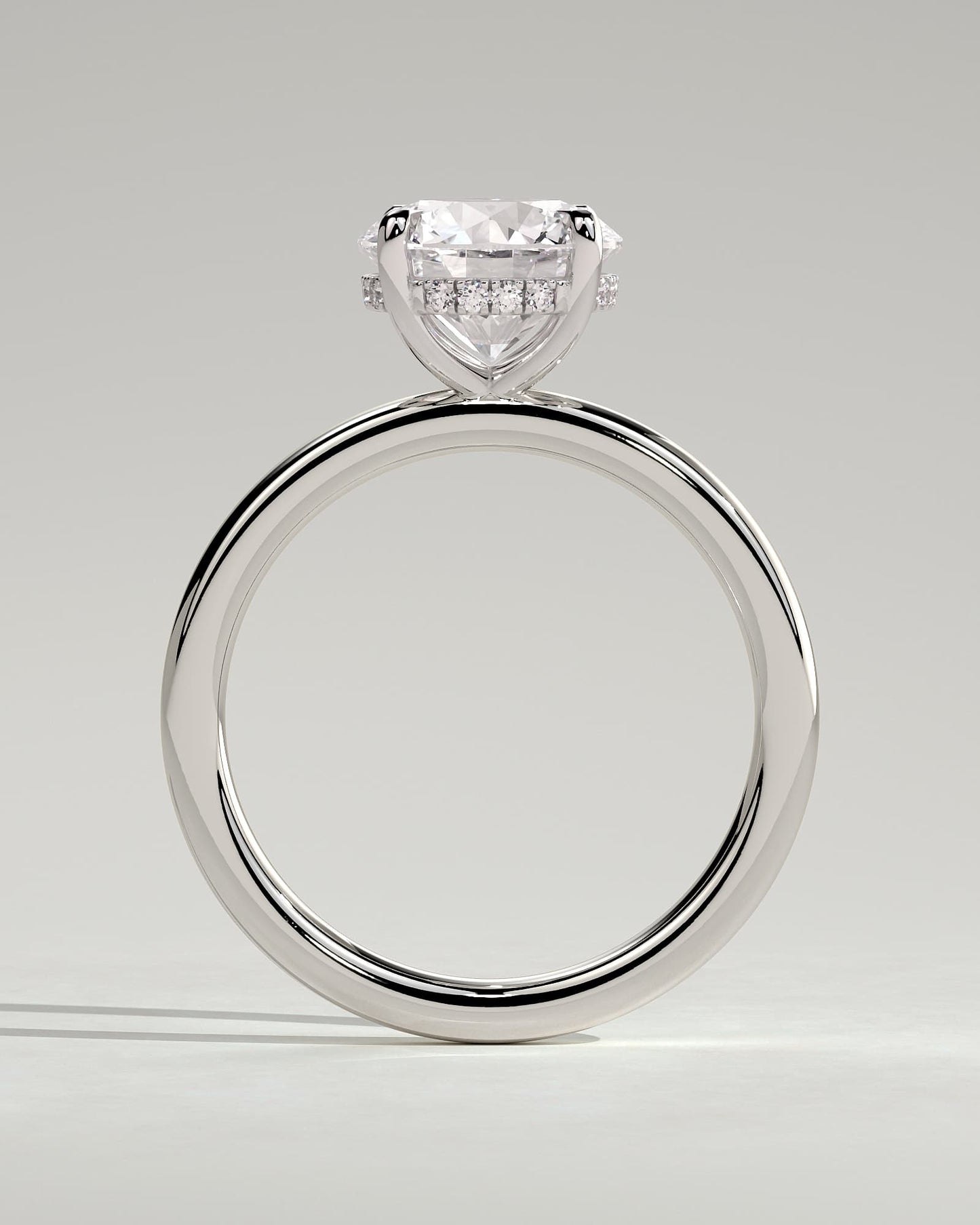 Bindi - Round Claw Solitaire with Hidden Halo Engagement Ring - White Gold