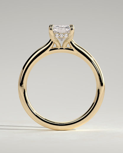 Ari - Radiant Claw Solitaire with Hidden Halo, Tapered Band and Cathedral High Setting Engagement Ring - Yellow Gold - yellow gold - Lara Jewels