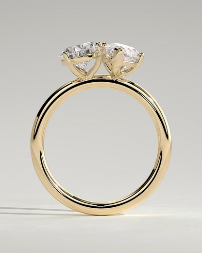 Dolly - Pear and Marquise Claw Toi et Moi Engagement Ring - Yellow Gold