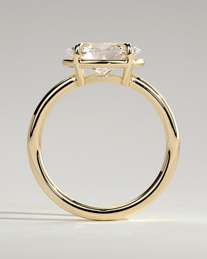 Arlo - Oval East West Claw Solitaire with Bezel Frame Engagement Ring - Yellow Gold