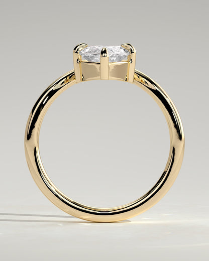 Giselle - Marquise Claw Solitaire with V Band Engagement Ring - Yellow Gold