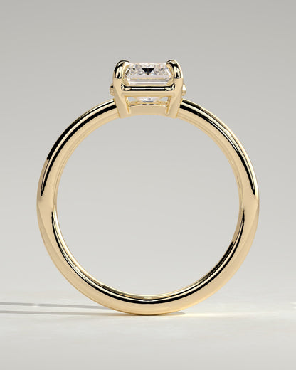 Matisse - Emerald Claw Solitaire with Bezel Frame Engagement Ring - Yellow Gold