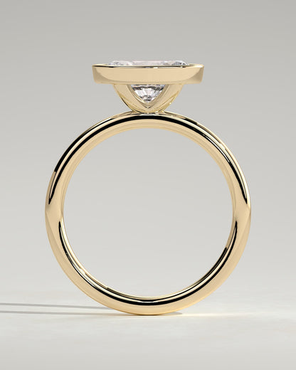 Erin - Oval East West Bezel Solitaire  Engagement Ring - Yellow Gold