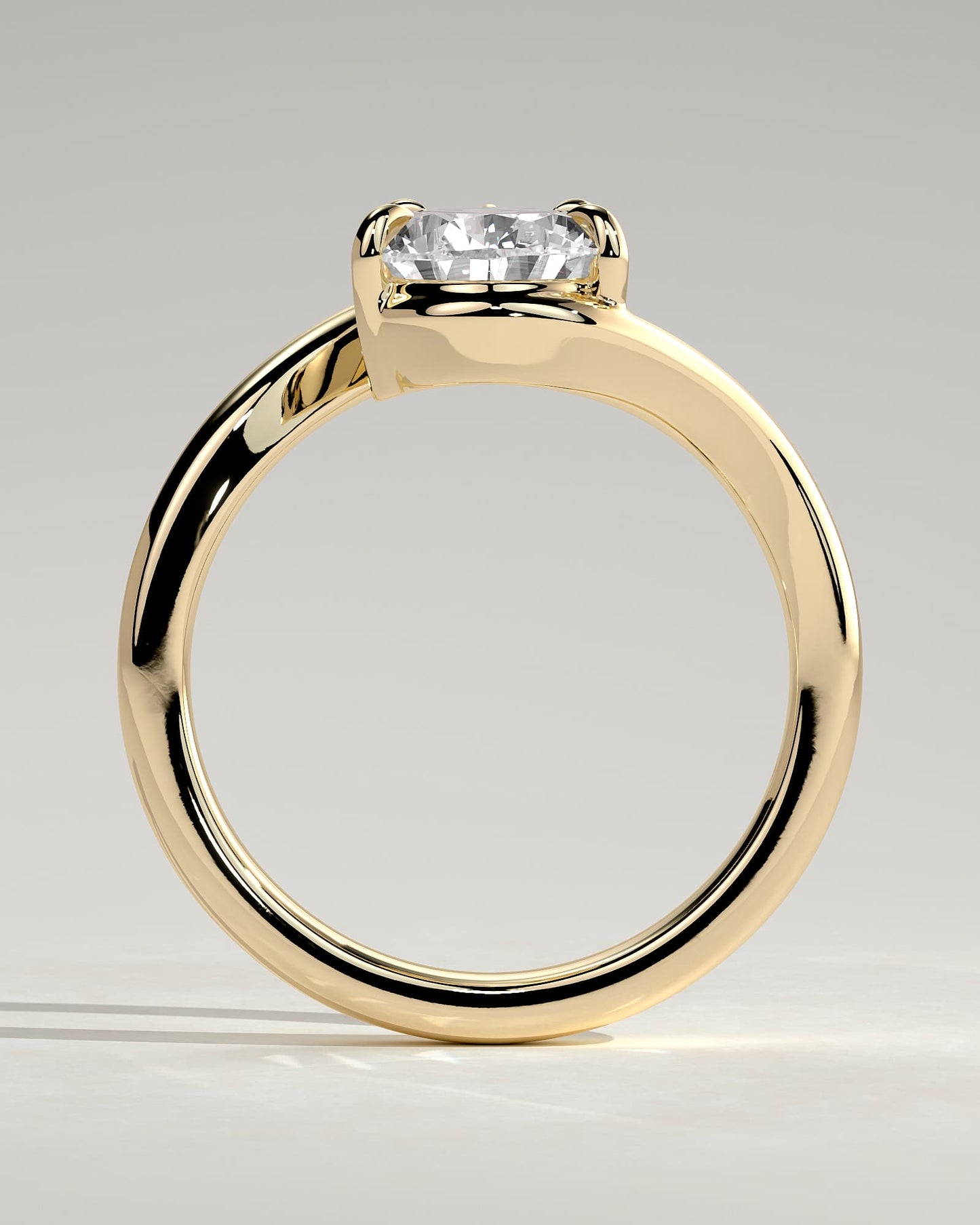 Jennifer - Pear Claw Solitaire with Bypass Band Engagement Ring - Yellow Gold