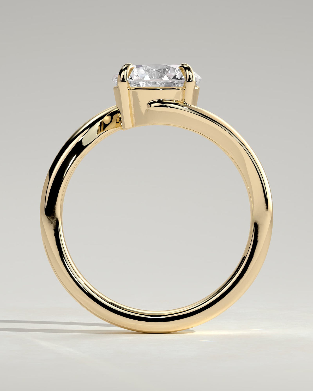 Kimia - Round Claw Solitaire with Bypass Band Engagement Ring - Yellow Gold