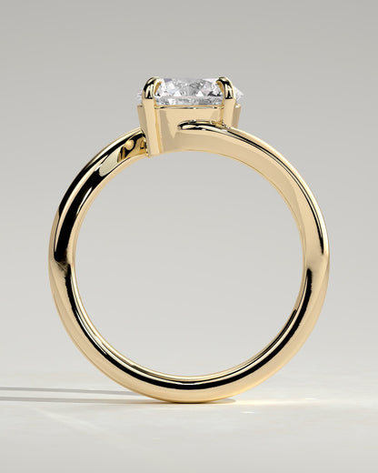 Kimia - Round Claw Solitaire with Bypass Band Engagement Ring - Yellow Gold