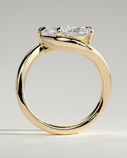 Jackie - Pear East West Claw Solitaire with Bypass Band  Engagement Ring - Yellow Gold
