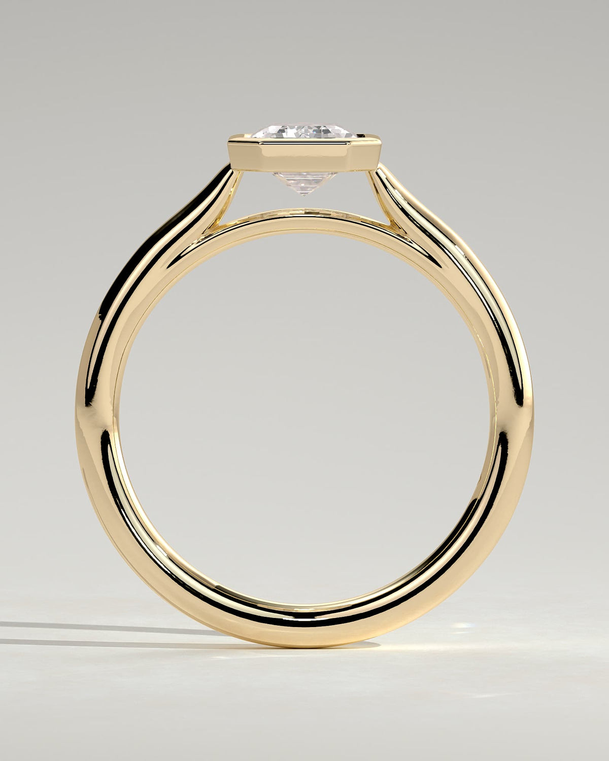 Journee - Statement Emerald Bezel Solitaire with Open Cathedral High Setting Engagement Ring - Yellow Gold