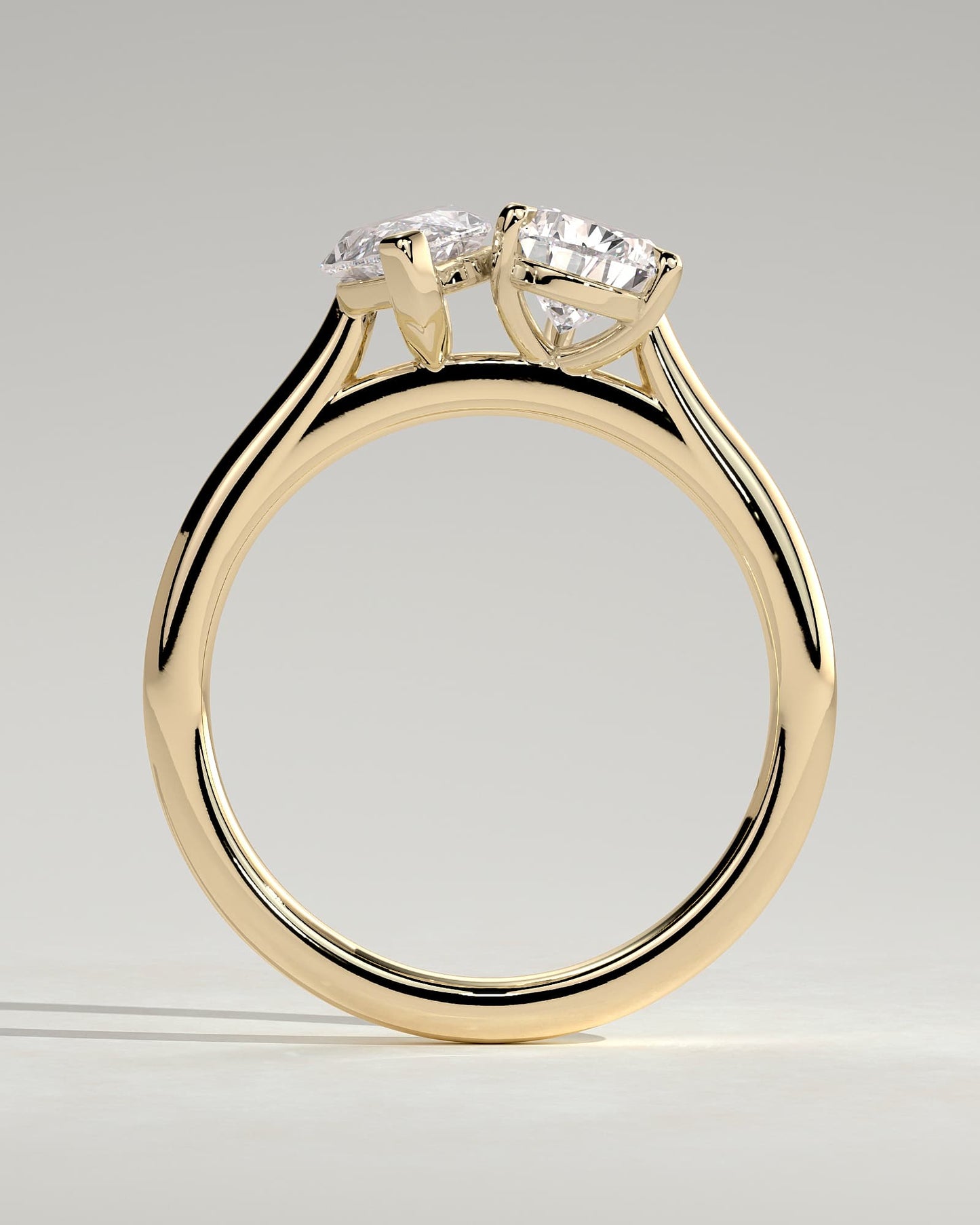 Jana - Pear and Marquise Claw Toi et Moi with Cathedral High Setting Engagement Ring - Yellow Gold