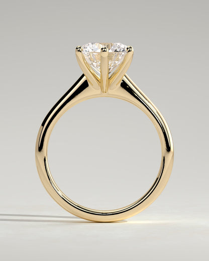 Jacqueline - Round Claw Solitaire with Solid Cathedral Low Setting Engagement Ring - Yellow Gold
