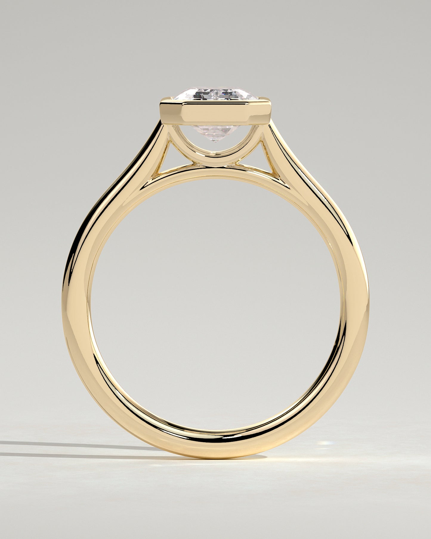 Imani - Emerald Bezel Solitaire with Cathedral High Setting Engagement Ring - Yellow Gold - Yellow Gold 2ct