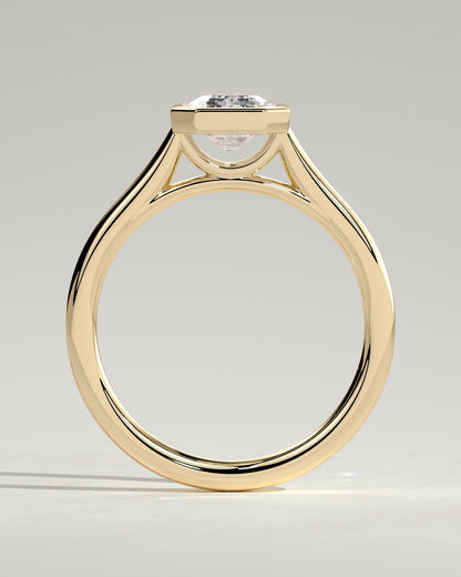 Imani - Emerald Bezel Solitaire with Cathedral High Setting Engagement Ring - Yellow Gold