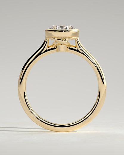 Gemma - Oval Bezel Solitaire with Twisted Gallery Engagement Ring - Yellow Gold