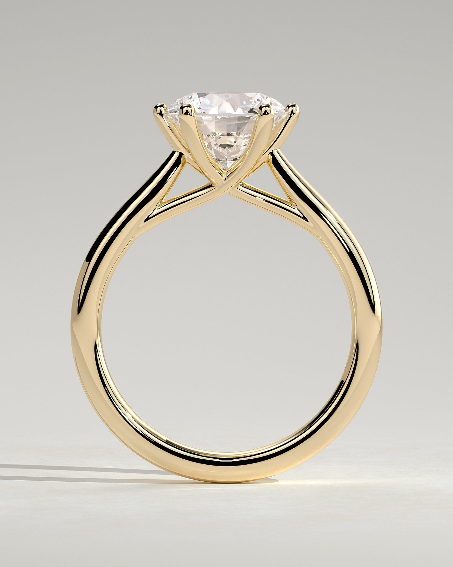 Delilah - Round Claw Solitaire with Open Trellis Gallery and Cathedral Low Setting Engagement Ring - Yellow Gold - Yellow Gold 2ct
