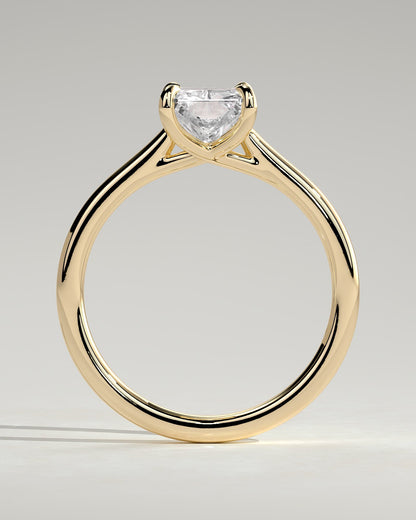 Dakota - Radiant Claw Solitaire with Cathedral Low Setting and Open Trellis Gallery Engagement Ring - Yellow Gold