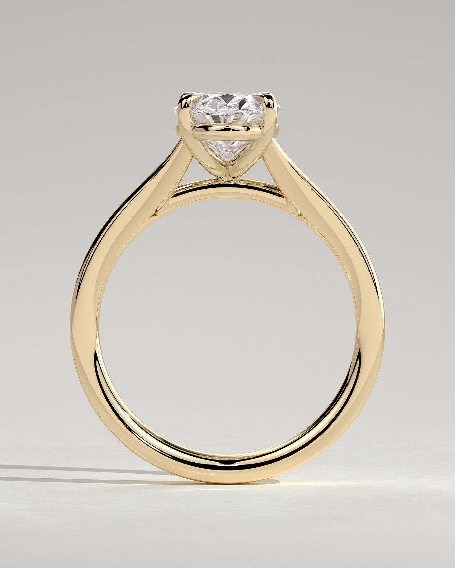 Blair - Oval Claw Solitaire with Split Shank and Cathedral High Setting Engagement Ring - Yellow Gold - Yellow Gold 2ct