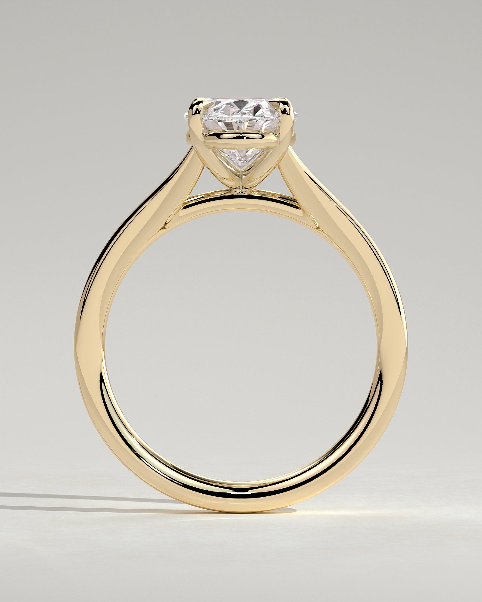 Blair - Oval Claw Solitaire with Split Shank and Cathedral High Setting Engagement Ring - Yellow Gold - Yellow Gold 2ct
