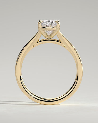 Blair - Oval Claw Solitaire with Split Shank and Cathedral High Setting Engagement Ring - Yellow Gold