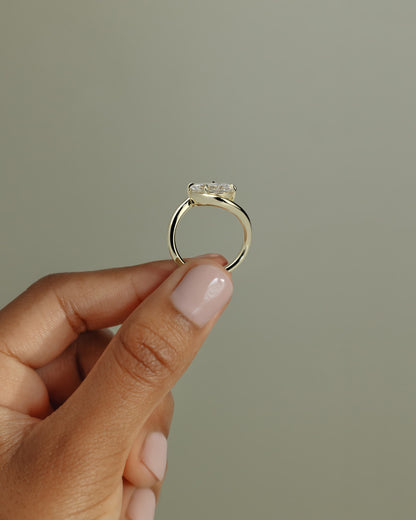 Jackie - Pear East West Claw Solitaire with Bypass Band  Engagement Ring - Yellow Gold