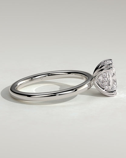 Aubrey - Elongated Cushion Double Claw Solitaire with Hidden Halo Engagement Ring - Platinum