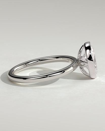 Armani - Oval Bezel Solitaire with Petal Gallery Engagement Ring - Platinum