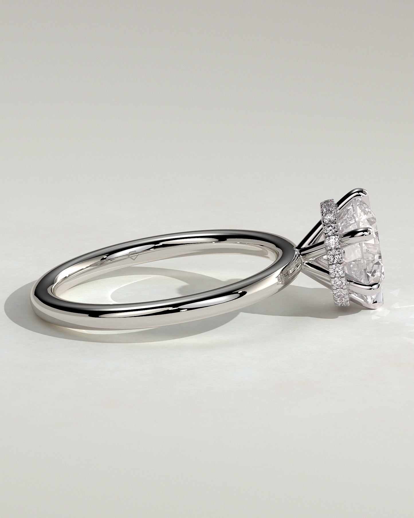 Aria - Round Claw Solitaire with Wrap Around Hidden Halo Engagement Ring - Platinum - White Gold / Platinum 2ct