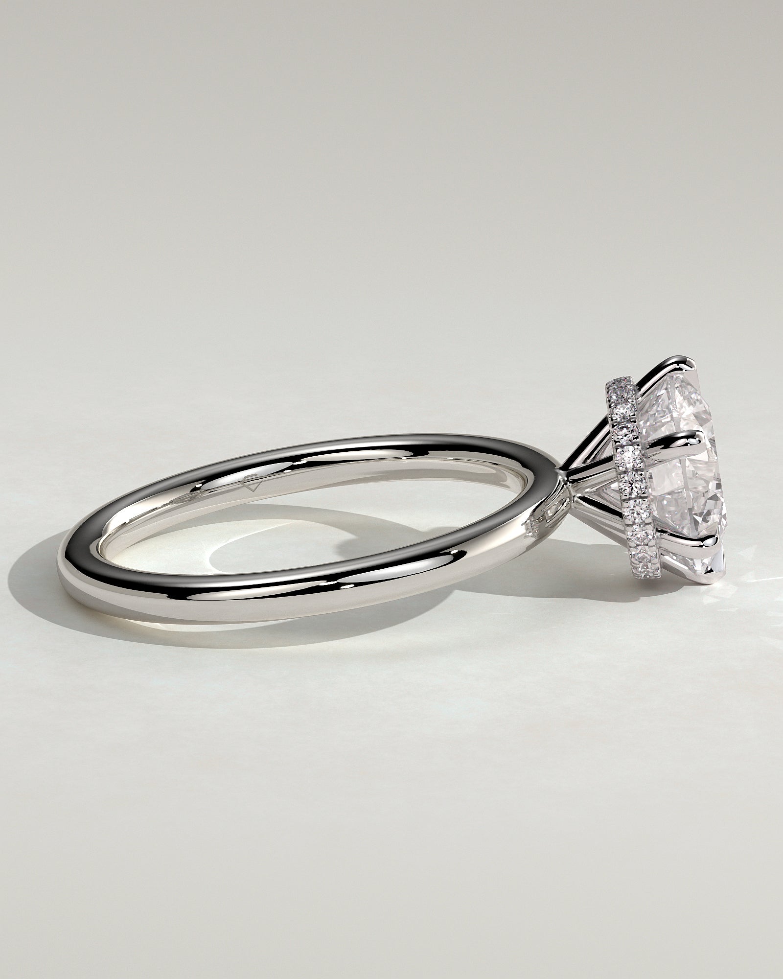 Aria - Round Claw Solitaire with Wrap Around Hidden Halo Engagement Ring - Platinum - White Gold / Platinum 2ct
