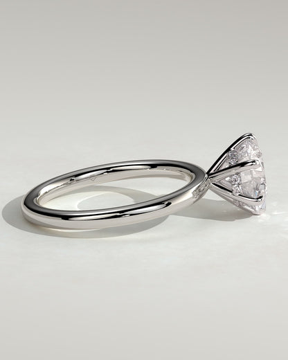 Anna - Round Claw Solitaire with Hidden Halo Engagement Ring - Platinum