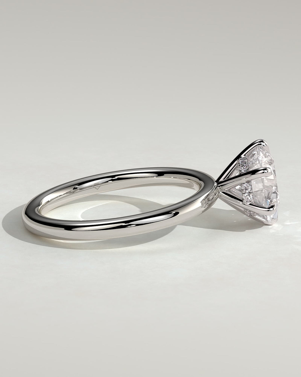 Anna - Round Claw Solitaire with Hidden Halo Engagement Ring - White Gold - white gold - Lara Jewels