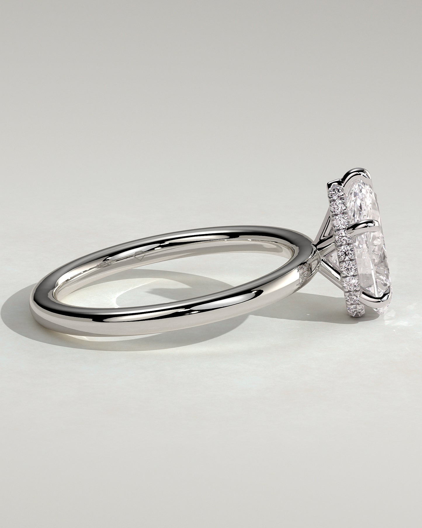 Ainsley - Pear Claw Solitaire with Wrap Around Hidden Halo Engagement Ring - Platinum - White Gold / Platinum 2ct