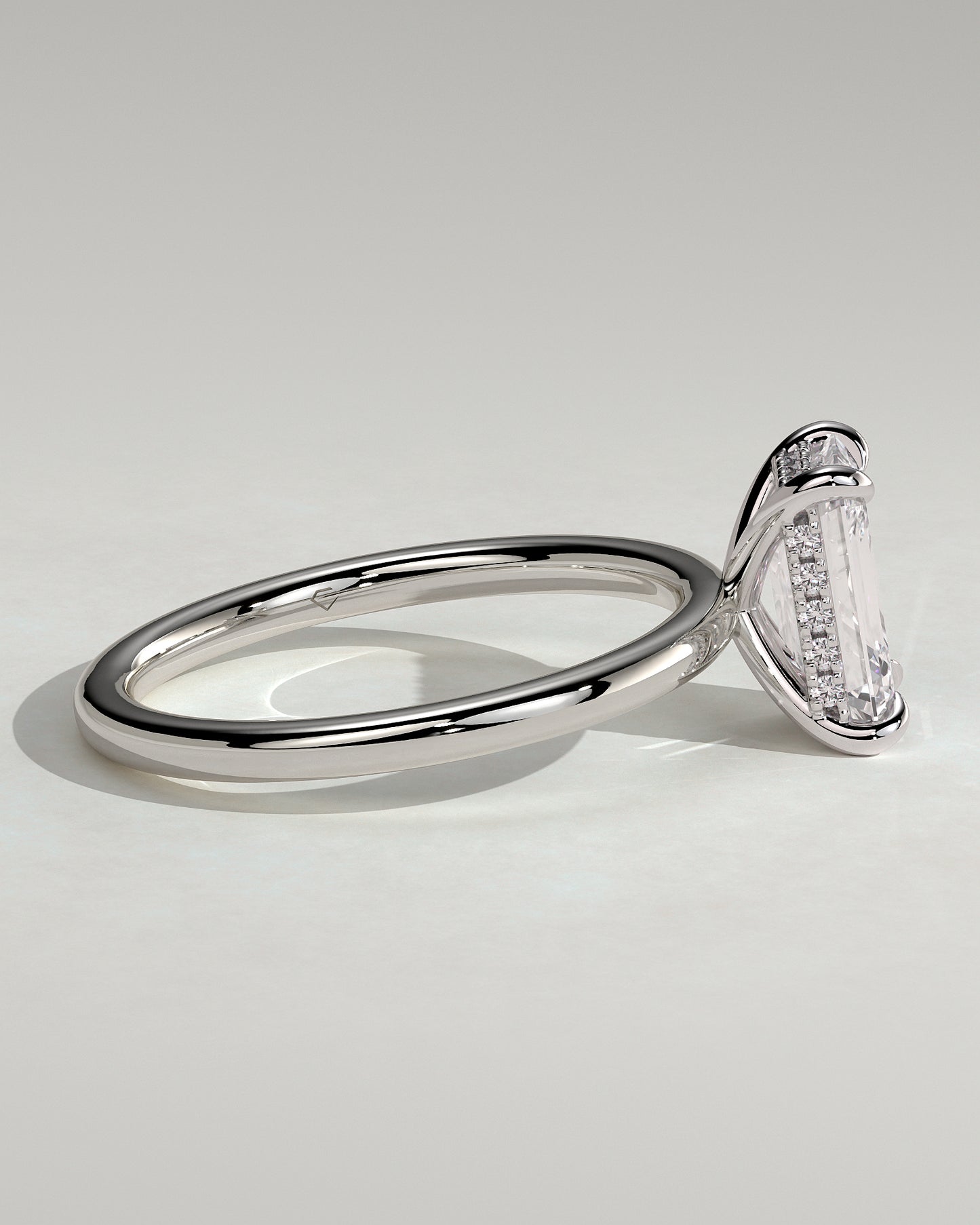 Alice - Emerald Claw Solitaire with Hidden Halo Engagement Ring - Platinum - White Gold / Platinum 2ct