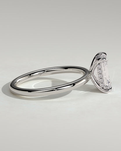 Alice - Emerald Claw Solitaire with Hidden Halo Engagement Ring - Platinum - platinum - Lara Jewels