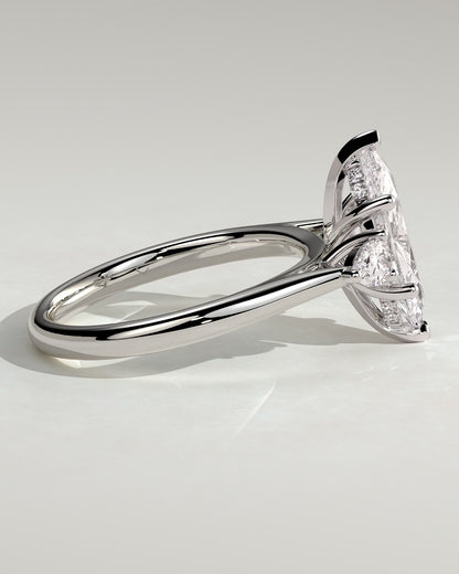 Hannah - Marquise Claw Trilogy with Pear Side Stones and Hidden Halo Engagement Ring - Platinum