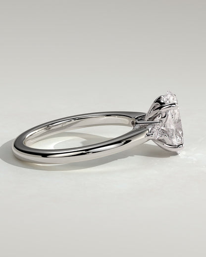 Elena - Oval Claw Trilogy with Pear Side Stones and Tulip Detail Engagement Ring - Platinum