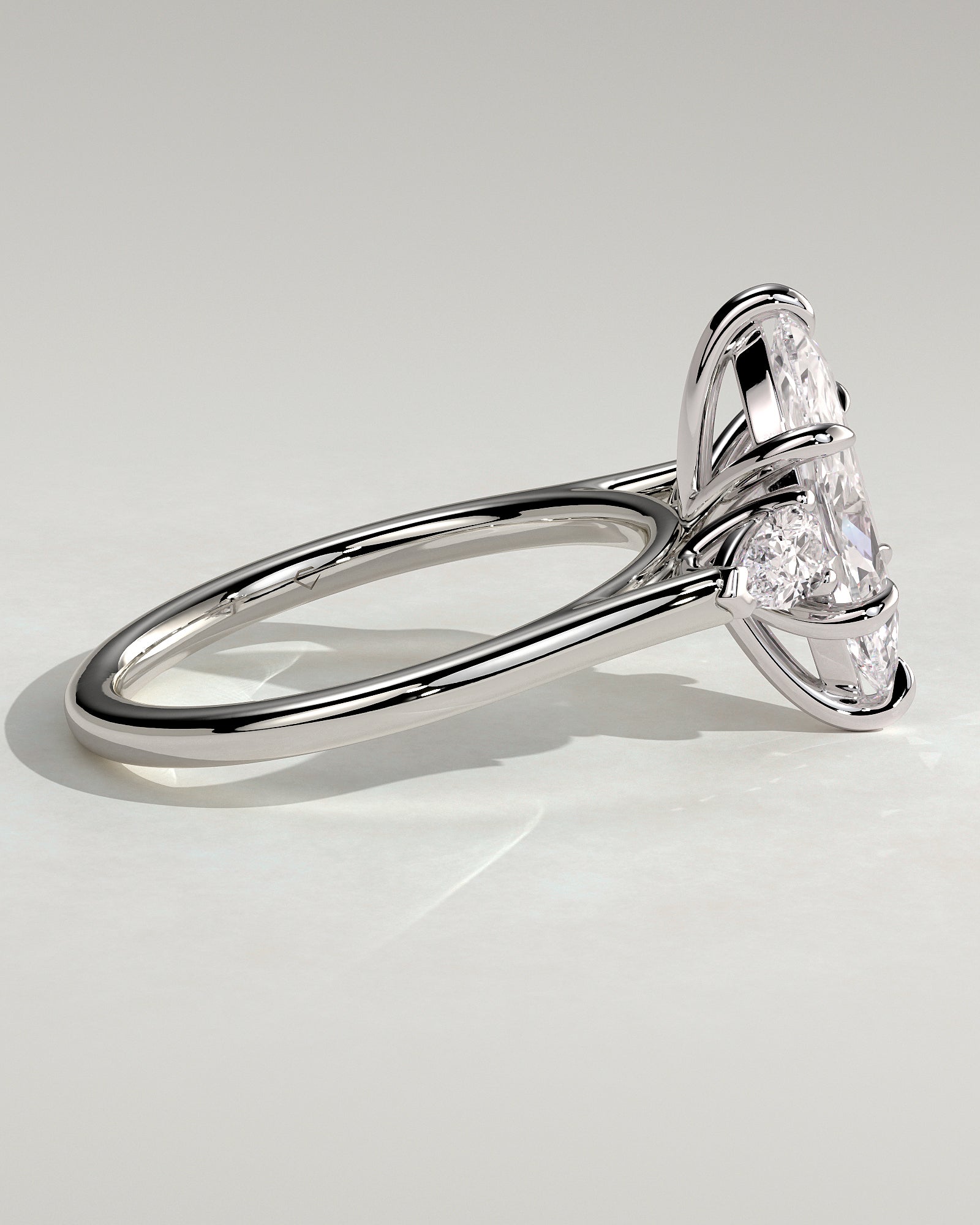 Chantelle - Marquise Claw Trilogy with Pear Side Stones and Cathedral Setting Engagement Ring - Platinum - White Gold / Platinum 2ct
