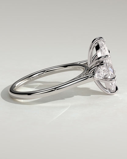 Chantelle - Marquise Claw Trilogy with Pear Side Stones and Cathedral Setting Engagement Ring - Platinum