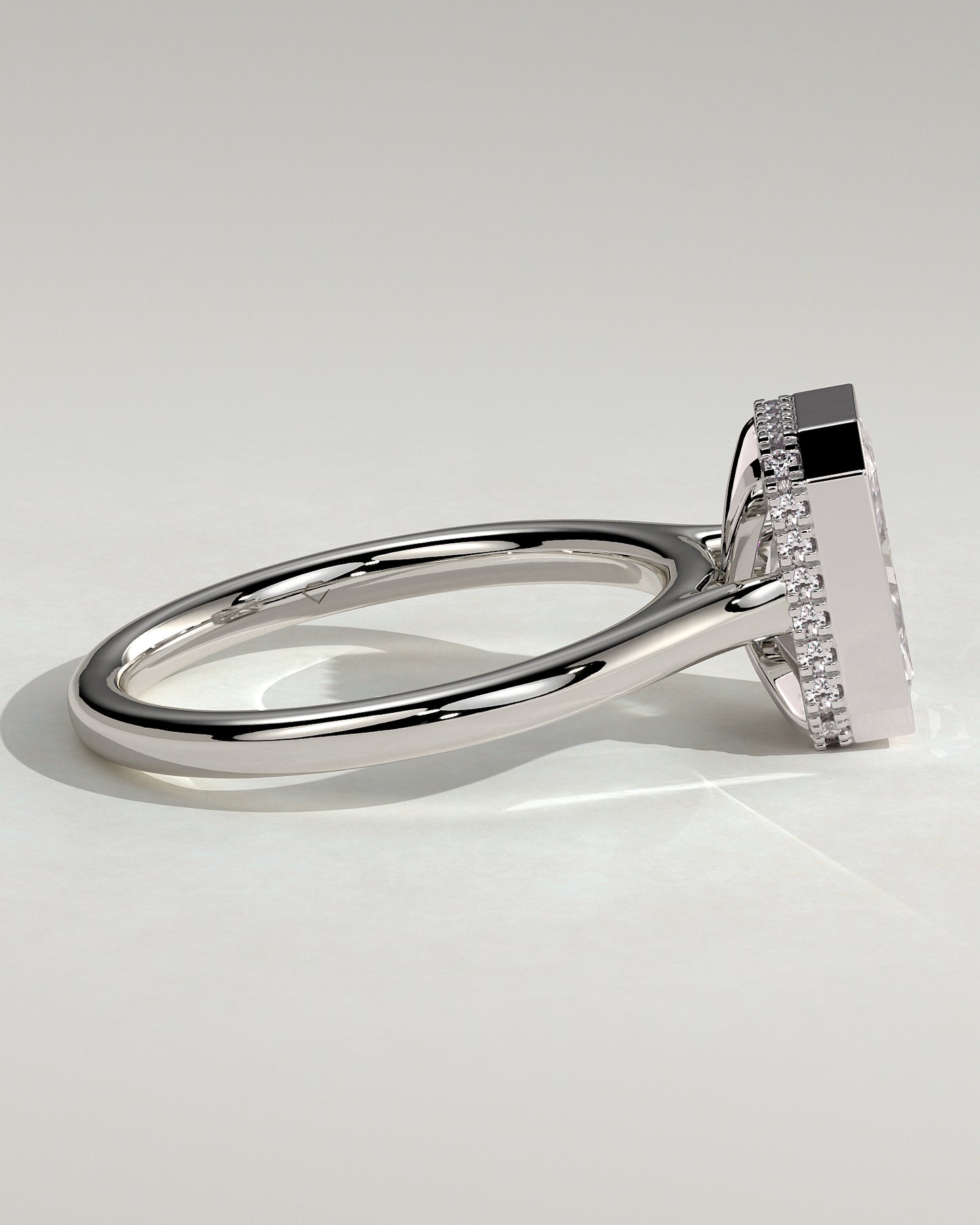 Bennie - Radiant Bezel Solitaire with Hidden Halo and Cathedral High Setting Engagement Ring - Platinum - White Gold / Platinum 2ct