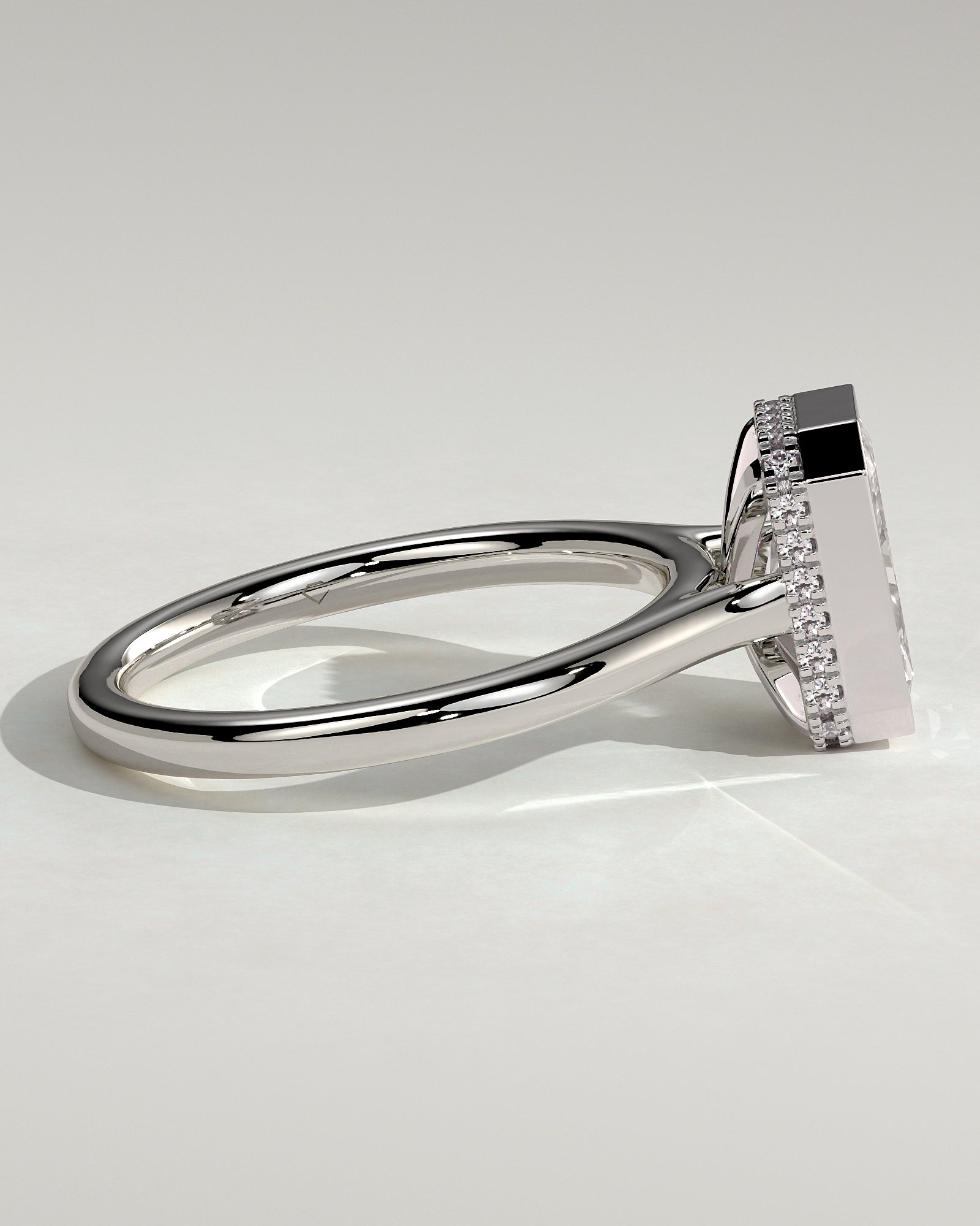 Bennie - Radiant Bezel Solitaire with Hidden Halo and Cathedral High Setting Engagement Ring - Platinum - White Gold / Platinum 2ct