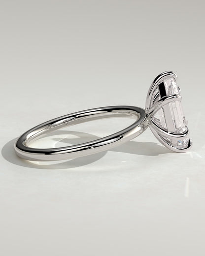 Cynthia - Classic Elongated Hexagon Claw Solitaire Engagement Ring - Platinum