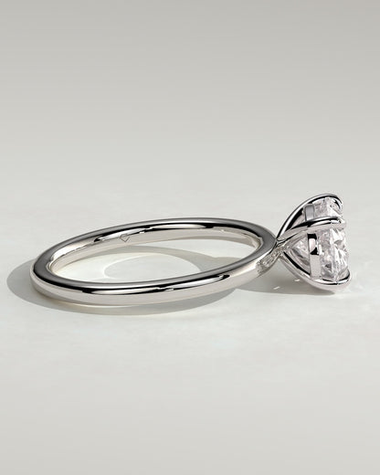 Dotti - Oval East West Claw Solitaire Engagement Ring - White Gold